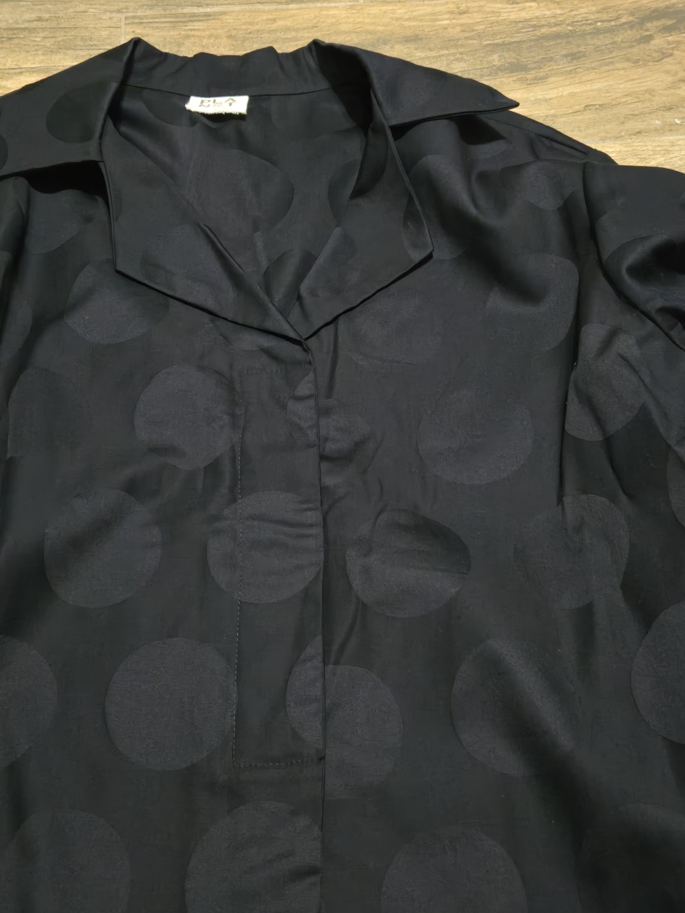 PLANET by Lauren G Black Cotton Jacquard Mini-Man Polka Dot Swing Shirt OS - Picture 4 of 7